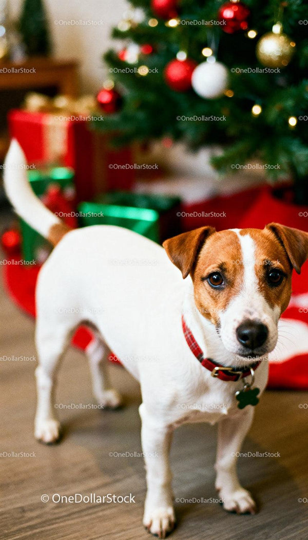 Ciekawski Jack Russell Terrier Przy Udekorowanej Choince