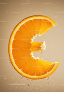 Fresh Orange Slice with Water Droplets on Light Background