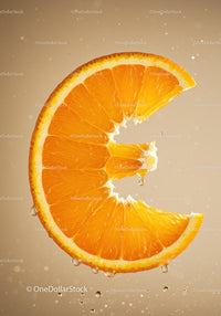 Fresh Orange Slice with Water Droplets on Light Background