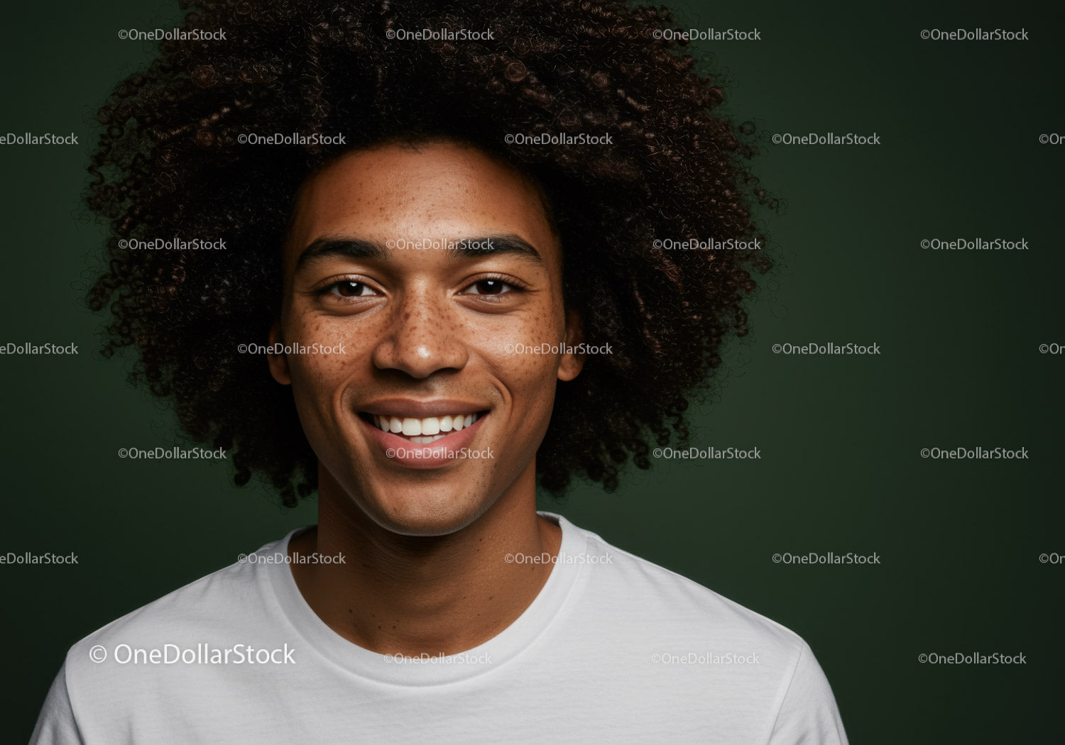Smiling Young Man with Curly Hair and Bright Expression