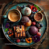Delicious Gourmet Dessert Plate with Macarons and Berries