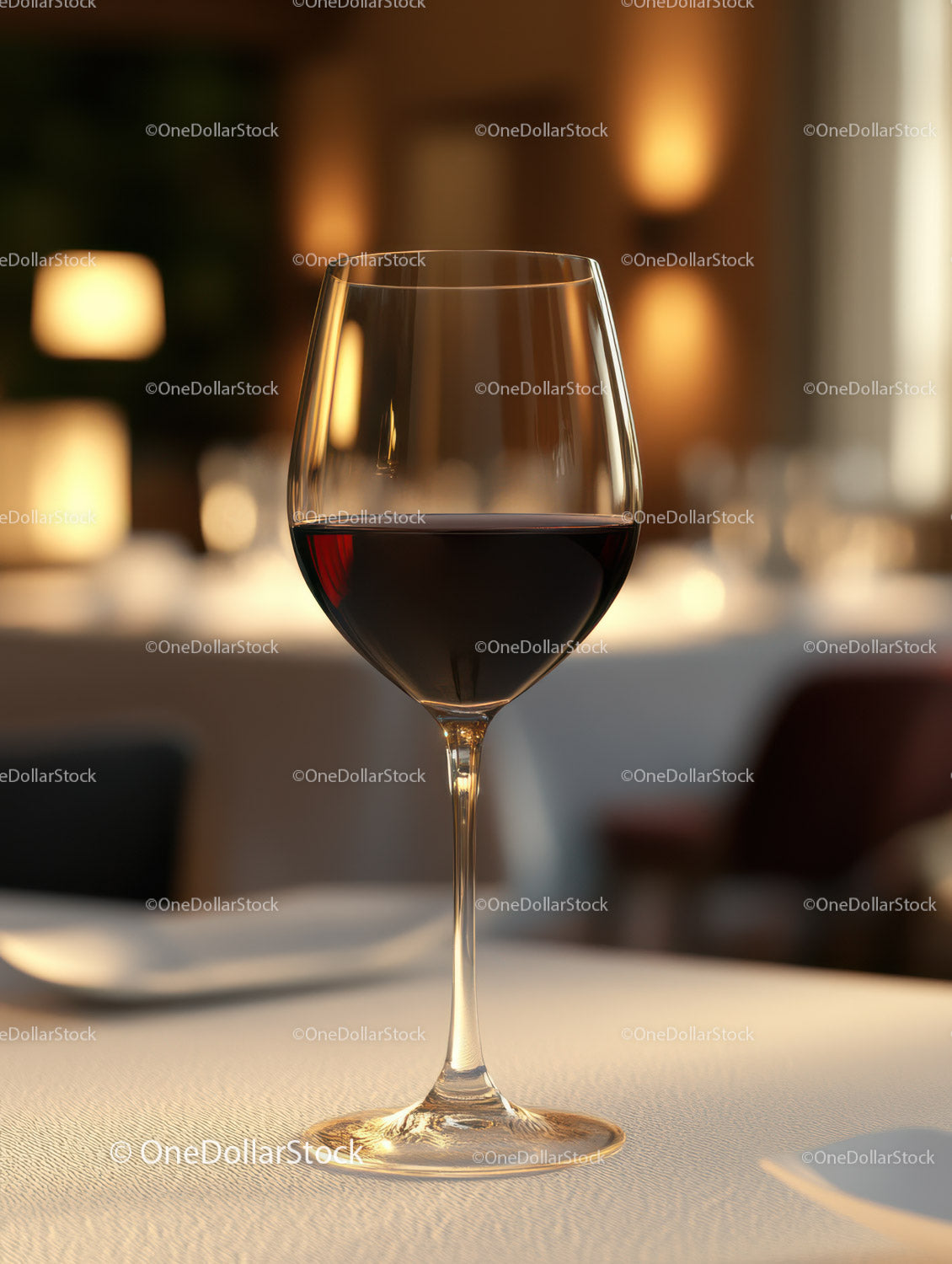 Elegant Glass of Red Wine in Warm Ambiance