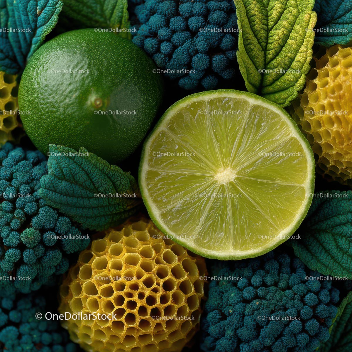 Vibrant Lime and Broccoli Composition for Fresh Food Inspiration