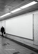 Minimalist Subway Tunnel with Tiled Walls and Modern Lighting