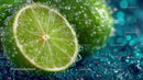 Fresh Lime Slice with Bubbles in Vibrant Green Color