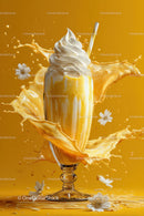 Refreshing Lemon Milkshake with Splash and Whipped Cream