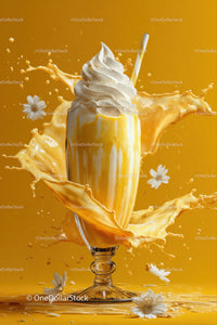 Refreshing Lemon Milkshake with Splash and Whipped Cream