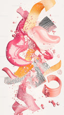Colorful Makeup Art with Pink Lipstick and Cream Blush Splash
