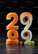 Creative Sushi Numbers 2020 and 29 Made of Salmon