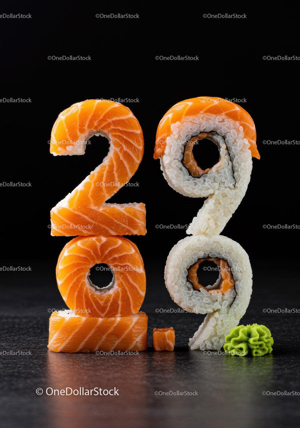 Creative Sushi Numbers 2020 and 29 Made of Salmon