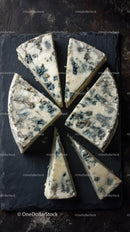 Blue Cheese on Black Slate with Herbs and Sliced Display