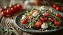 Fresh Cherry Tomato and Burrata Salad with Basil and Balsamic Glaze