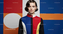 Woman in Vibrant Geometric Colorblock Fashion Outfit