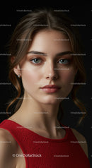 Elegant Young Woman Portrait with Blue Eyes in Studio Lighting