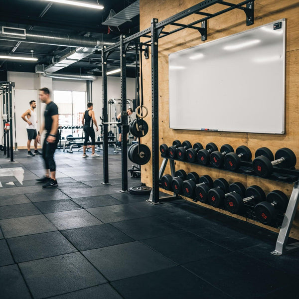 Modern gym interior with people training and equipment JPG Mockup Image