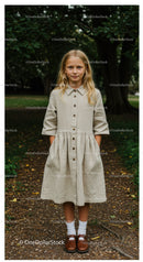 Young Girl Standing in Forest Park During Autumn with Natural Lighting