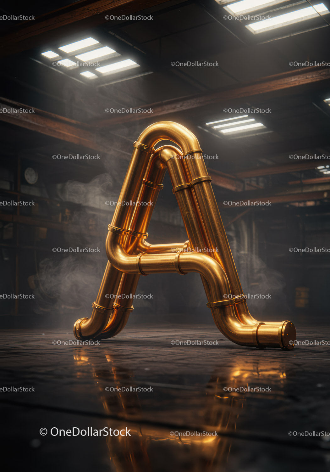 Industrial Styled Golden Pipe Shaped Like Letter A
