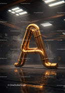Industrial Styled Golden Pipe Shaped Like Letter A