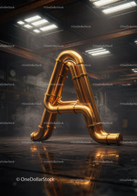 Industrial Styled Golden Pipe Shaped Like Letter A