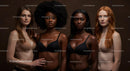 Diverse women confidently posing in lingerie studio