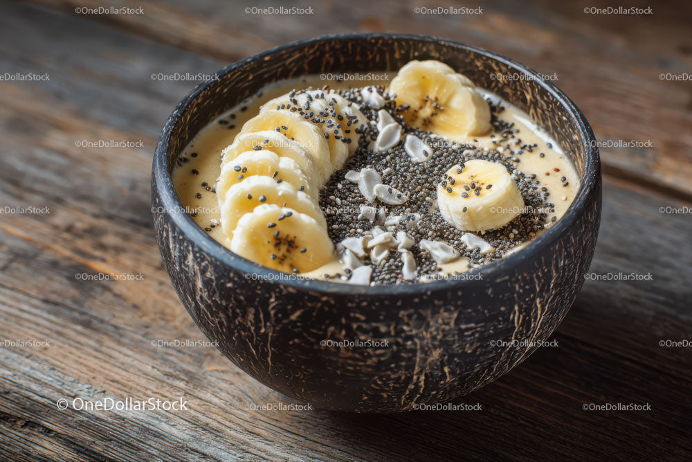Delicious Smoothie Bowl with Bananas and Chia Seeds