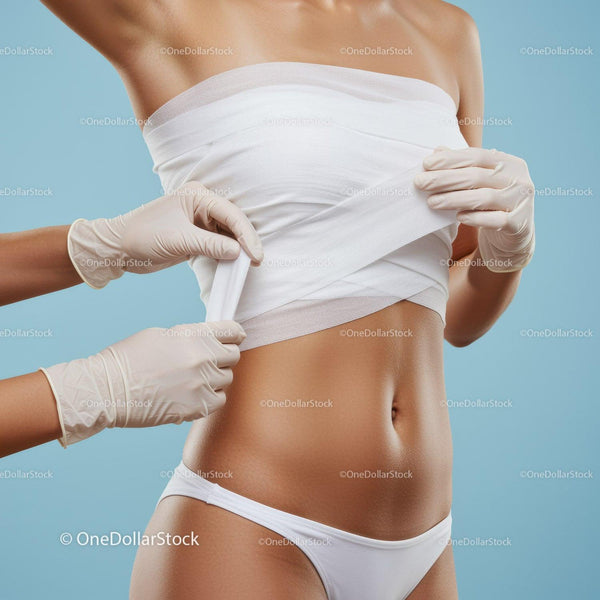 Medical Professionals Applying Bandage to Wound on Female Patient
