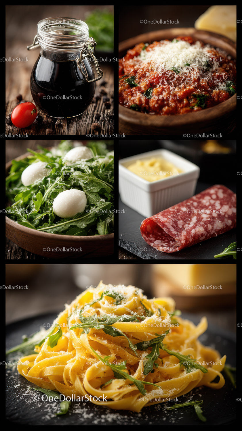 Fresh Italian Pasta and Salami with Fresh Herbs and Cheese