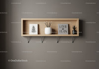Elegant Wooden Wall Shelf with Modern Decor and Plants