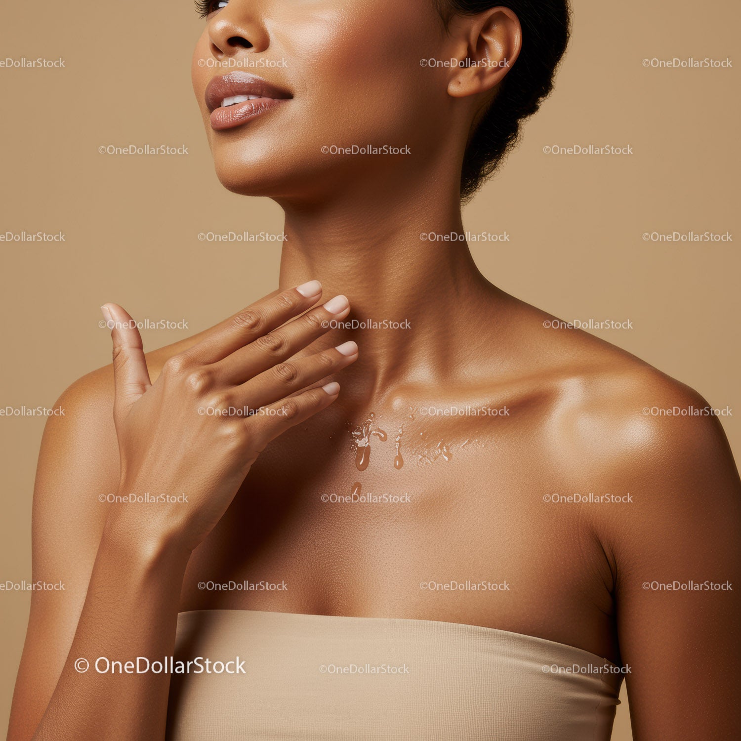 Elegant Woman Showing Radiant Skin with Smooth Complexion