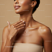 Elegant Woman Showing Radiant Skin with Smooth Complexion