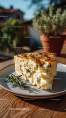 Blue Cheese and Rustic Bread on Decorative Plate in Food Setting