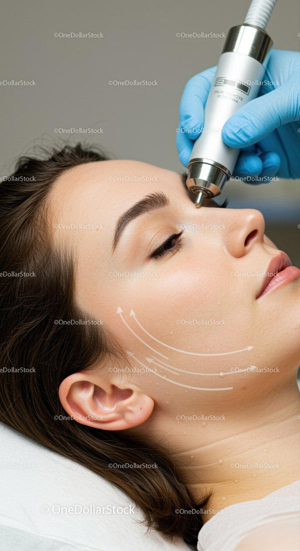 Professional facial treatment with skincare equipment for skin rejuvenation