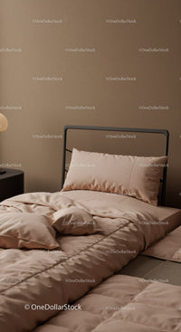 Elegant Bedroom with Plush Linen and Modern Bed Frame
