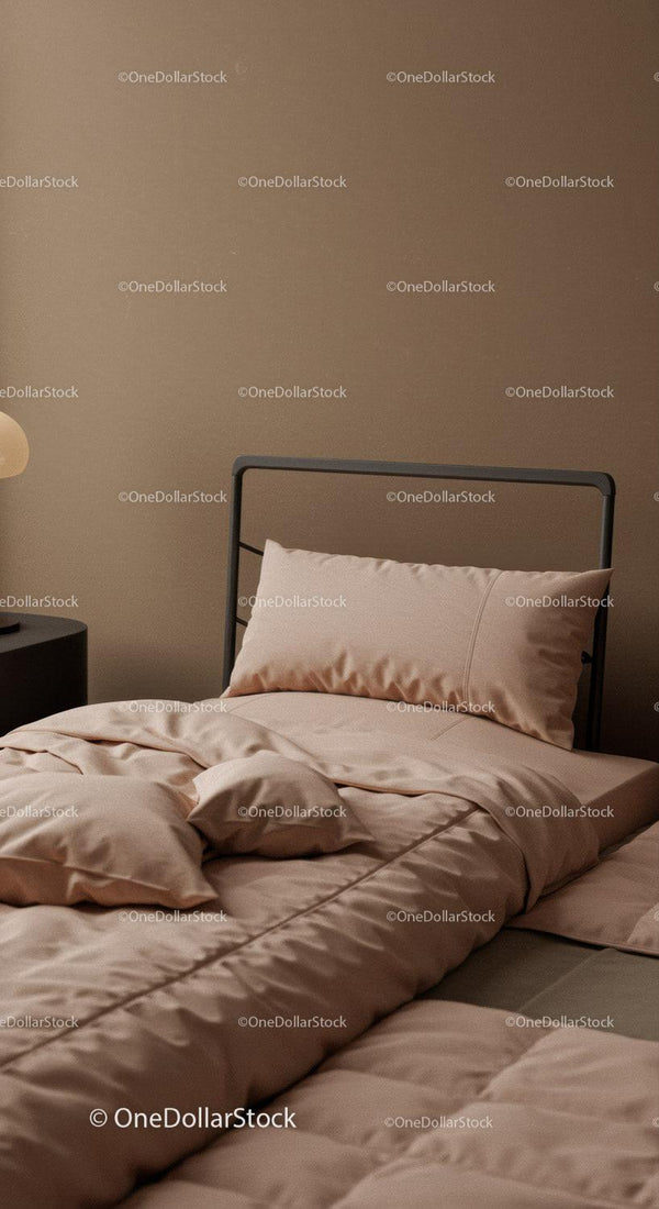 Elegancka sypialnia z miękką pościelą lnianą i nowoczesną ramą łóżka