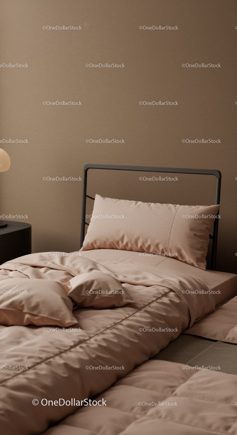Elegant Bedroom with Plush Linen and Modern Bed Frame
