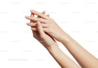 Close up of well-groomed hands with french manicure