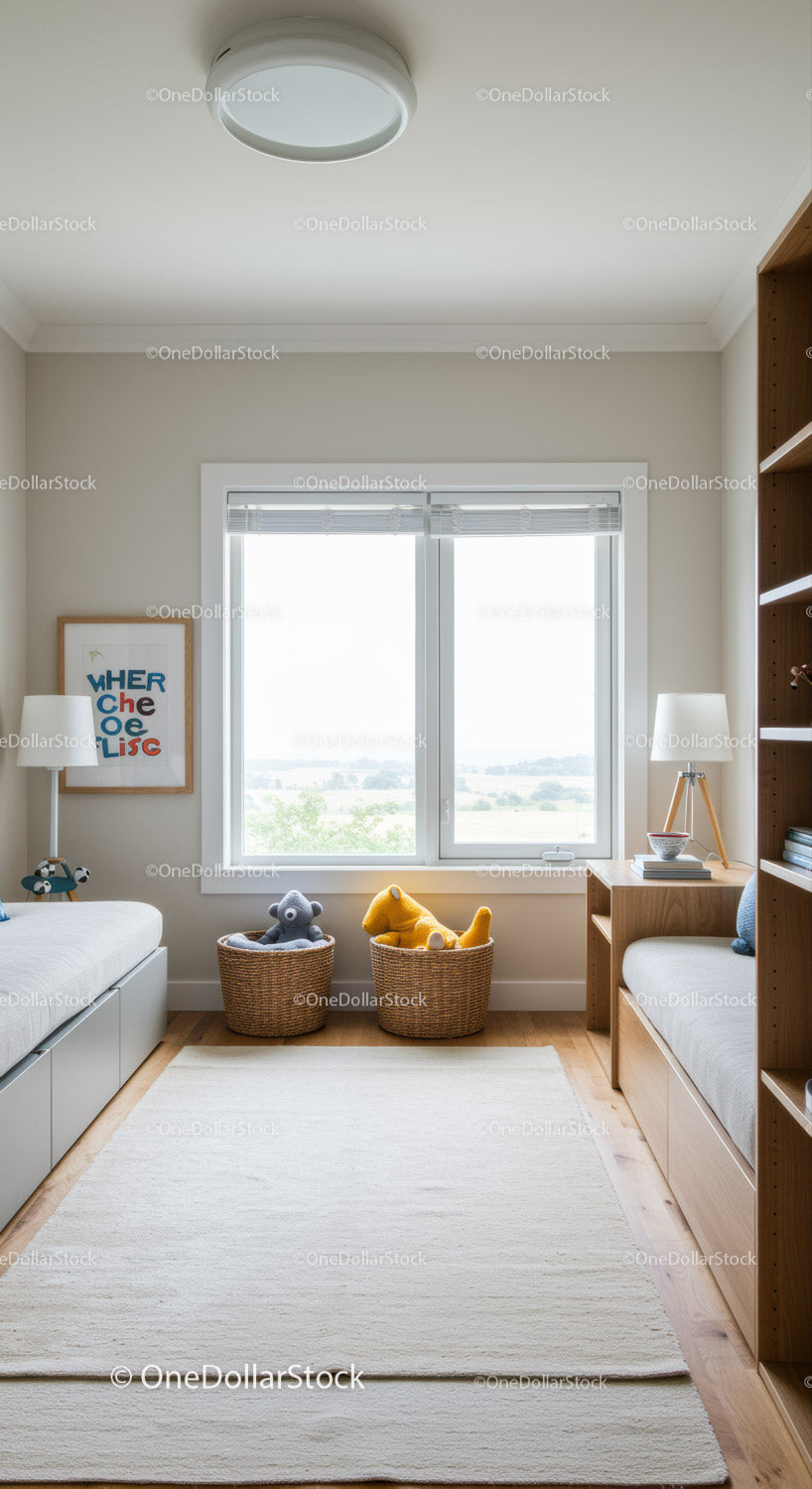Bright Children's Room with Plush Toys and Natural Light View