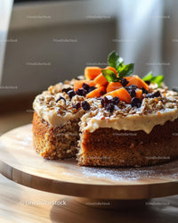 Chocolate Cake with Caramel Glaze and Orange Carrot Slices