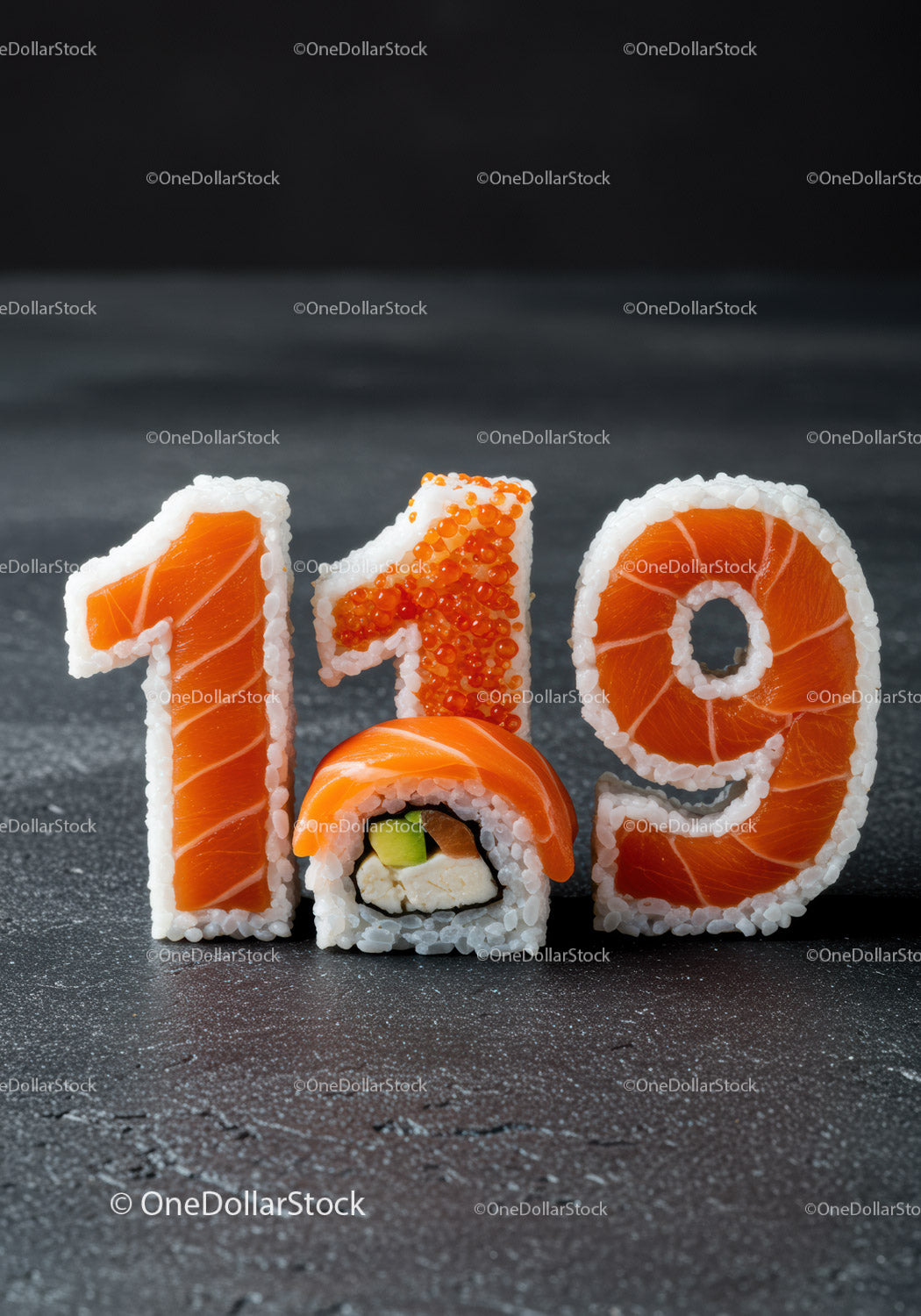 Kreatywne rolki sushi w kształcie liczb 119