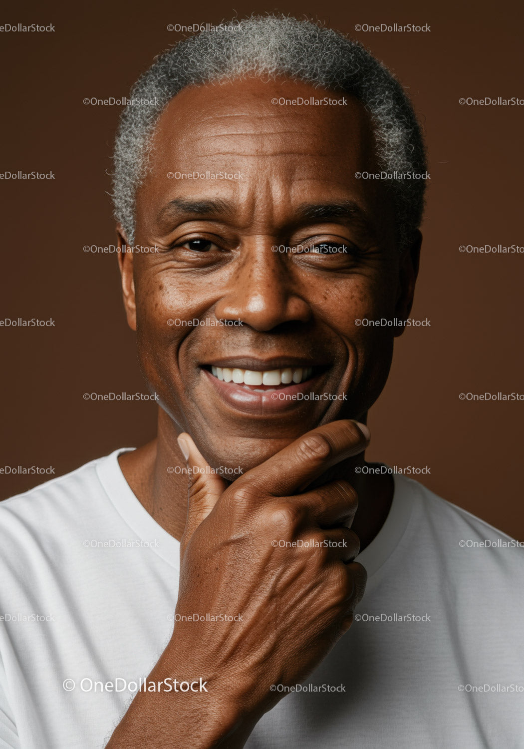 Close-Up of Happy Elderly Man with White Hair and Warm Expression