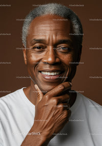 Close-Up of Happy Elderly Man with White Hair and Warm Expression