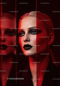 Futuristic Female Portrait with Red Lighting and Dark Makeup Stock Photo Bundle preview 19