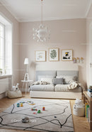 Bright Cozy Living Room with Children Toys and Stylish Decor