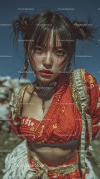 Bold and Edgy Street Style Portrait of Youthful Woman in Outdoor Setting