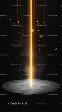 Futuristic Cosmic Energy Burst with Asteroid Debris Explosion