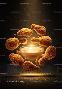 Golden fried chicken drumsticks with creamy dipping sauce