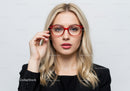 Confident Business Woman Wearing Stylish Red Glasses