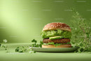 Fresh Cheeseburger with Lettuce and Cheese on a White Plate