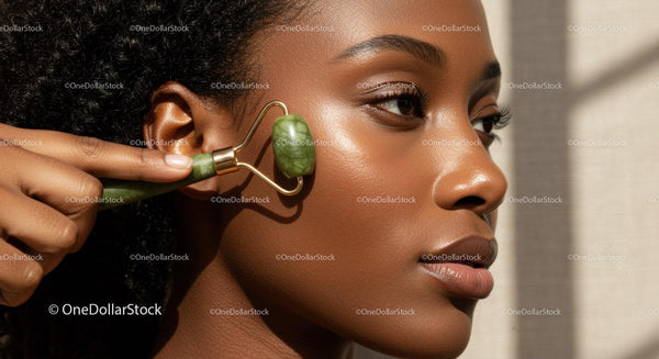 Close Up of Woman Receiving Facial Massage Highlighting Healthy Glowing Skin
