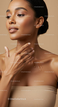 Elegant Female Portrait with Flawless Skin and Subtle Makeup
